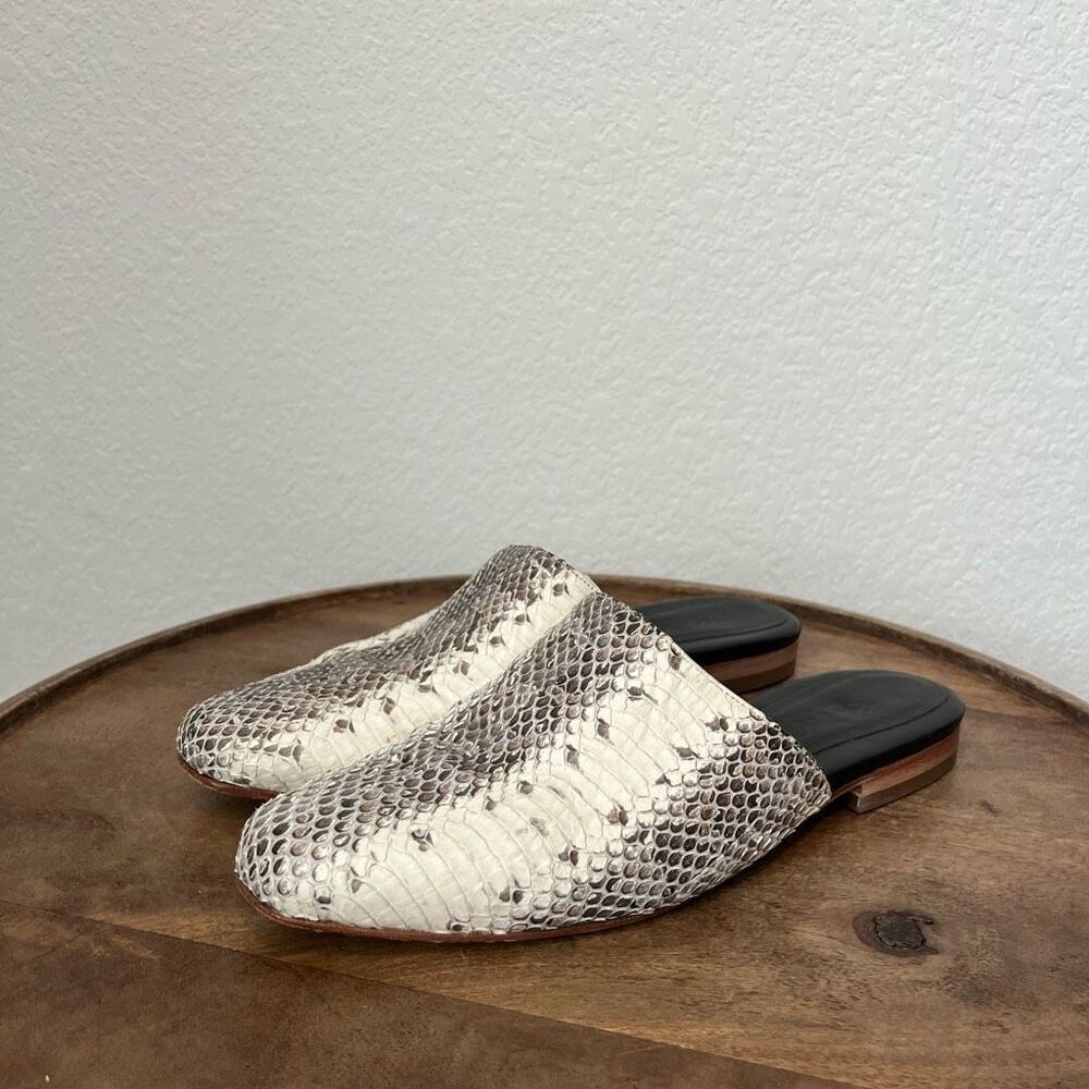 Eva Credo Snakeskin Slip On Mule Flats Leather Women’s 7